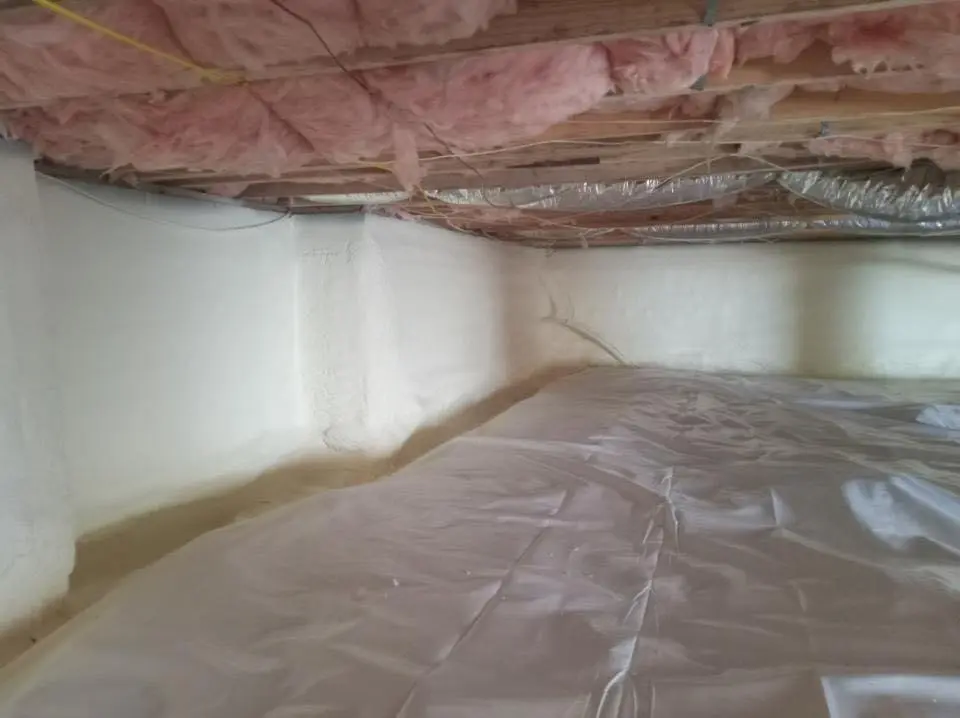 Crawl space encapsulation with closed-cell spray foam for Roof Waterproofing in Orangetree